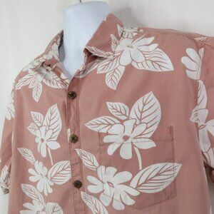 Pau Hana Hawaiian Shirt Mens L 100% Cotton Floral Pink Broken In Aloha Beacj